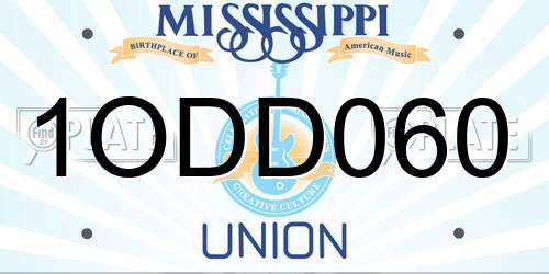 1ODD060 Mississippi License Plate