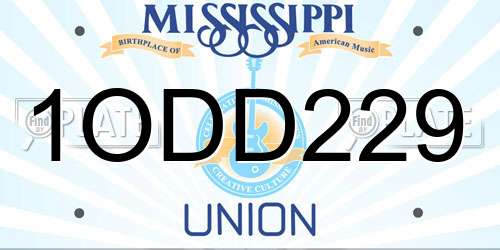 1ODD229 Mississippi License Plate
