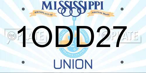 1ODD27 Mississippi License Plate