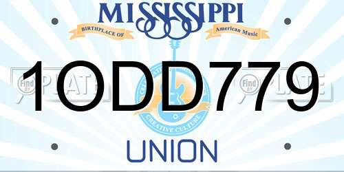 1ODD779 Mississippi License Plate