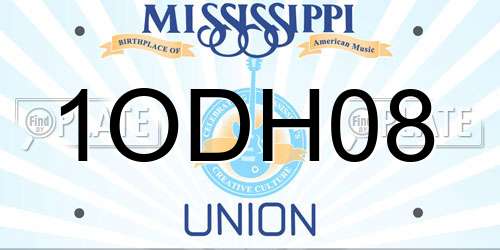 1ODH08 Mississippi License Plate