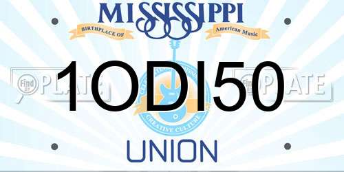 1ODI50 Mississippi License Plate