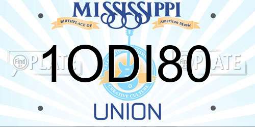 1ODI80 Mississippi License Plate
