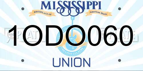 1ODO060 Mississippi License Plate