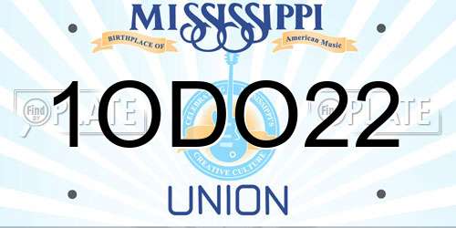 1ODO22 Mississippi License Plate
