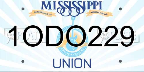1ODO229 Mississippi License Plate