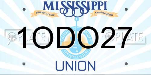 1ODO27 Mississippi License Plate