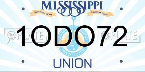 1ODO72 Mississippi License Plate