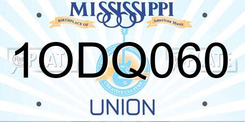 1ODQ060 Mississippi License Plate