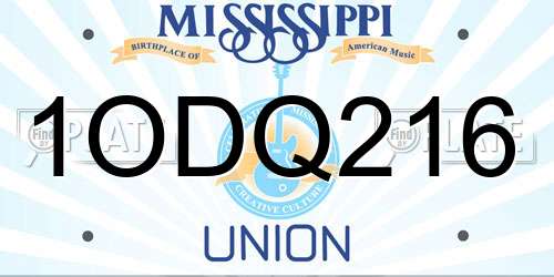1ODQ216 Mississippi License Plate