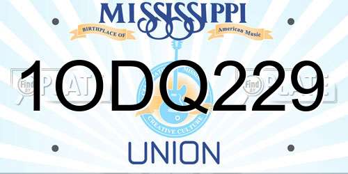 1ODQ229 Mississippi License Plate