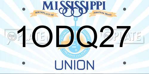 1ODQ27 Mississippi License Plate