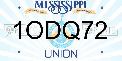 1ODQ72 Mississippi License Plate