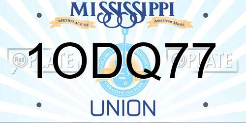 1ODQ77 Mississippi License Plate