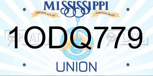 1ODQ779 Mississippi License Plate