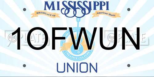 1OFWUN Mississippi License Plate
