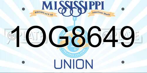 1OG8649 Mississippi License Plate