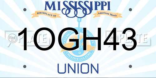 1OGH43 Mississippi License Plate