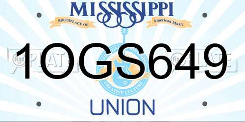 1OGS649 Mississippi License Plate