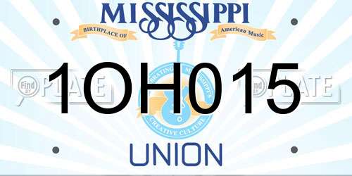 1OH015 Mississippi License Plate