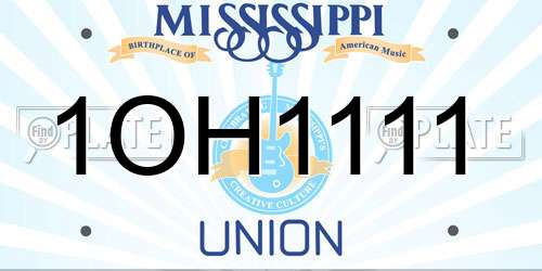 1OH1111 Mississippi License Plate