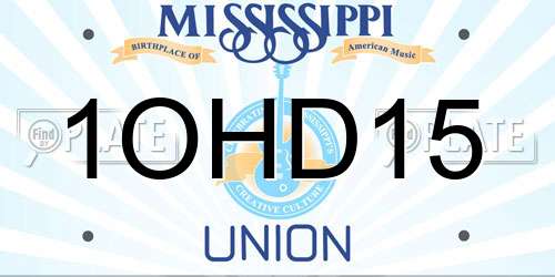 1OHD15 Mississippi License Plate