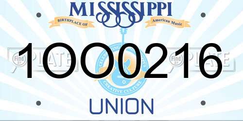 1OO0216 Mississippi License Plate