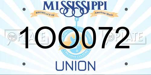 1OO072 Mississippi License Plate