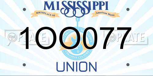 1OO077 Mississippi License Plate