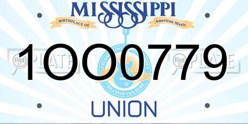 1OO0779 Mississippi License Plate