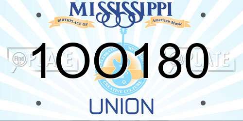1OO180 Mississippi License Plate