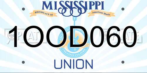 1OOD060 Mississippi License Plate