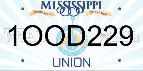 1OOD229 Mississippi License Plate