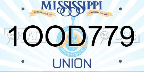 1OOD779 Mississippi License Plate