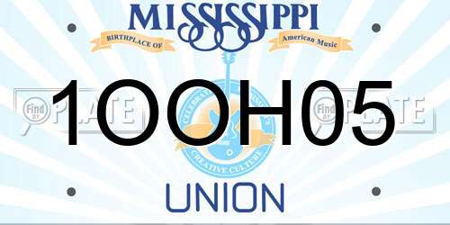 1OOH05 Mississippi License Plate