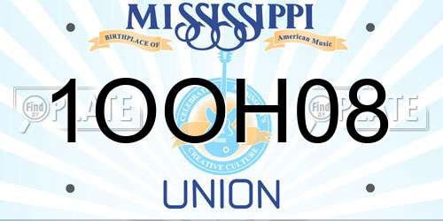 1OOH08 Mississippi License Plate