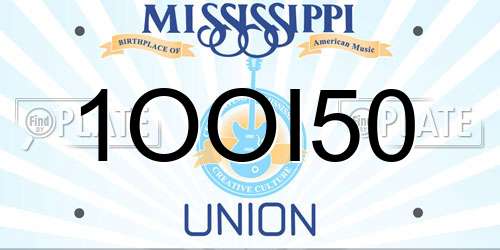 1OOI50 Mississippi License Plate