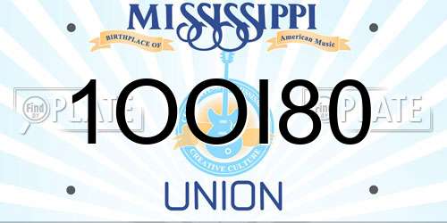 1OOI80 Mississippi License Plate