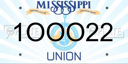 1OOO22 Mississippi License Plate