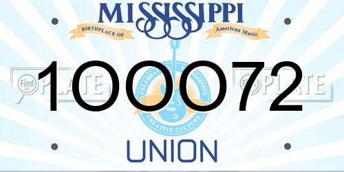 1OOO72 Mississippi License Plate