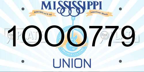 1OOO779 Mississippi License Plate