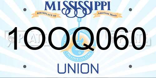 1OOQ060 Mississippi License Plate