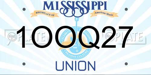 1OOQ27 Mississippi License Plate