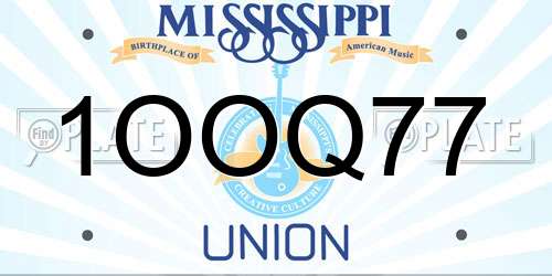 1OOQ77 Mississippi License Plate