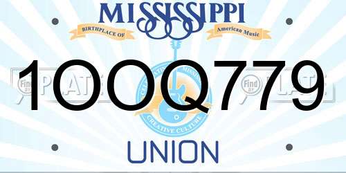1OOQ779 Mississippi License Plate