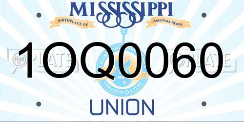 1OQ0060 Mississippi License Plate