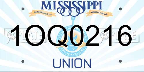 1OQ0216 Mississippi License Plate