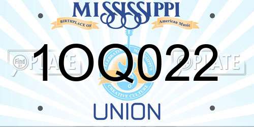 1OQ022 Mississippi License Plate