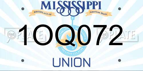 1OQ072 Mississippi License Plate
