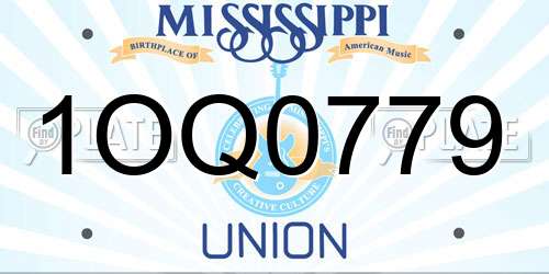 1OQ0779 Mississippi License Plate